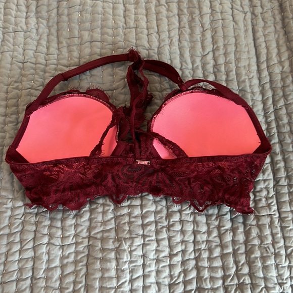 Victorias Secret Push-up Racerback Bra Red Burgundy Wine 32B/C - Picture 2 of 2